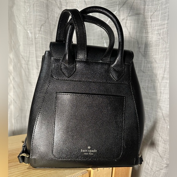 Kate Spade New York Adel Flap Leather Backpack Shoulder Bag, Medium - Black - Picture 4 of 15